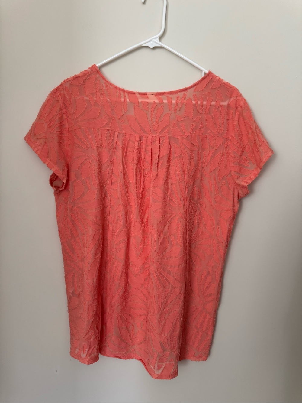 CHICOS Burnout Top Peach L - Picture 4 of 9